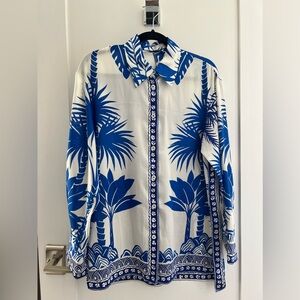 Zara Tropical Blue Button-Down Shirt
